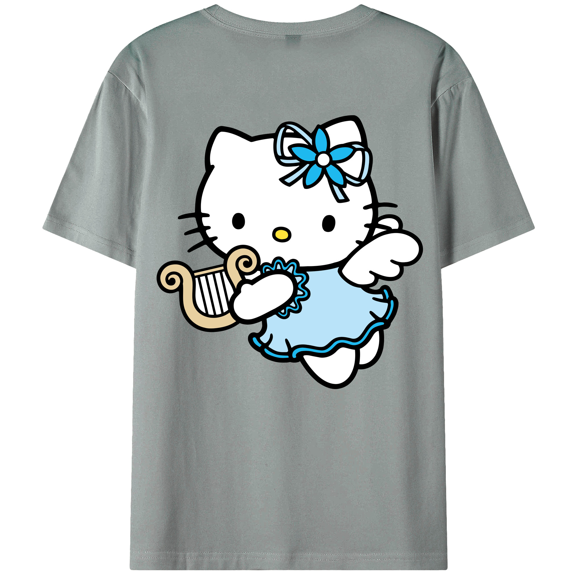 （画像用） Hello Kitty ハローキティ 綿100％ メンズ半袖Tシャツ（バックプリント） 通気性